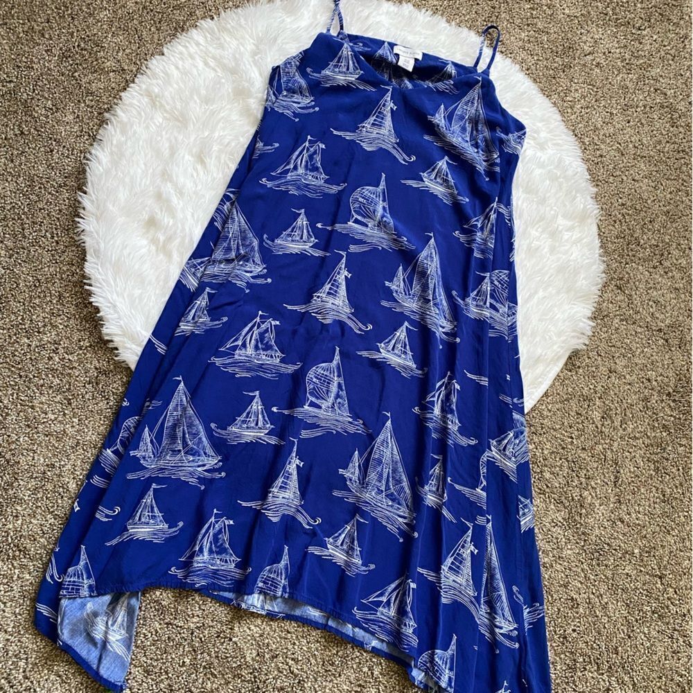 Antibes‎ Blanc Anthro Sailboat Dress Women’s Size XS Blue White Coastal Resort
